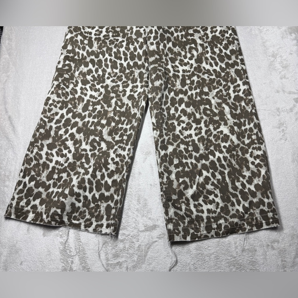 Sincerely Jules Leopard Animal Print Wide Leg Cropped 100% Cotton Jeans Size 29 - Picture 5 of 16